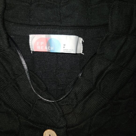 FP Free People Beach size S Button Bomber Cardigan Sweater Textured Oversized - Picture 3 of 6